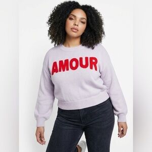 Amour Graphic Crewneck Sweater By Sincerely Jules - White and Red